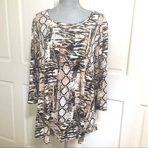 JM Collection Cheetah Quarter Sleeve Top